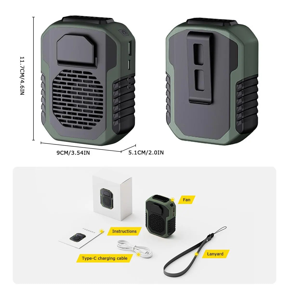 BreezeMate® - Ventilador portátil de verano para exteriores, recargable por USB