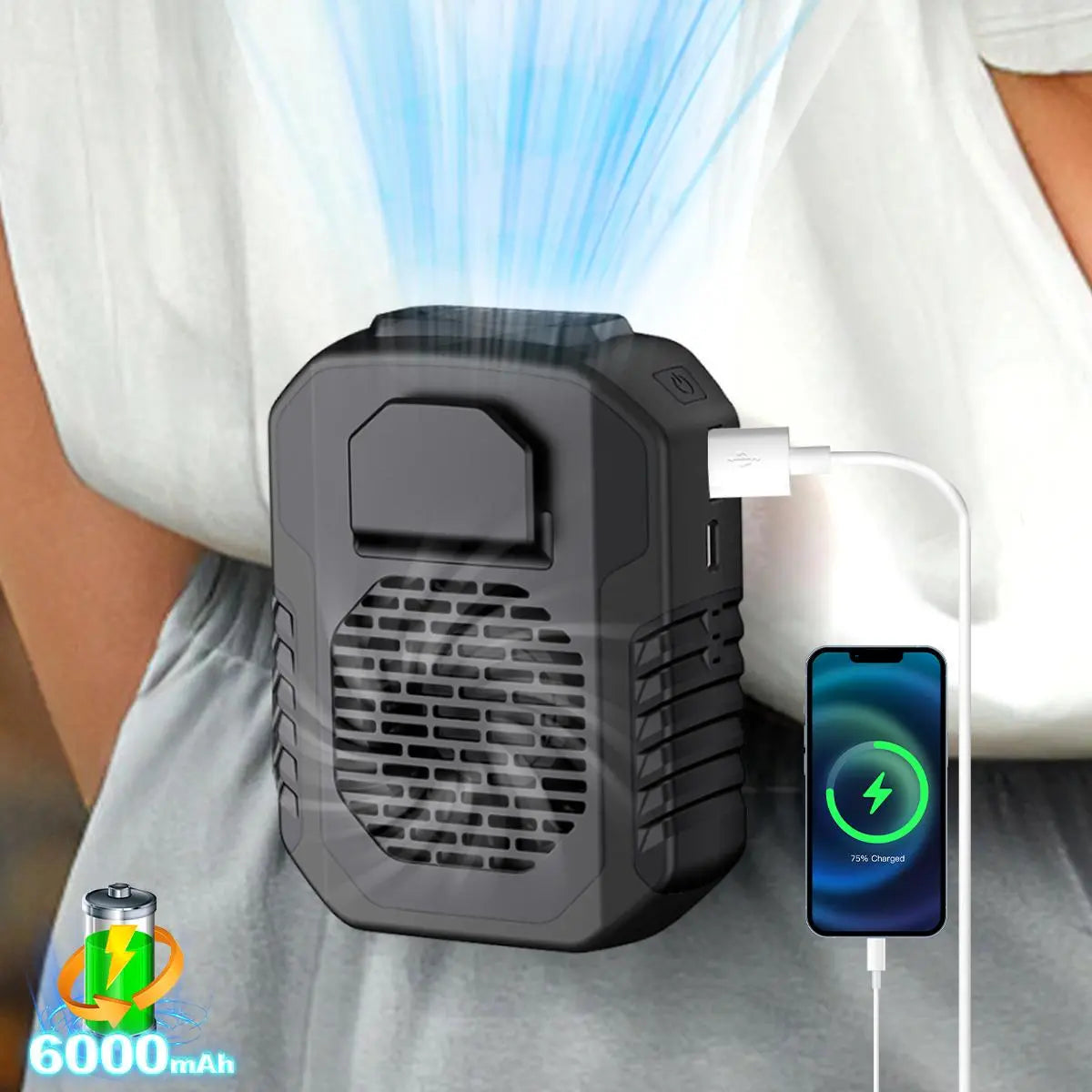 BreezeMate® - Ventilador portátil de verano para exteriores, recargable por USB