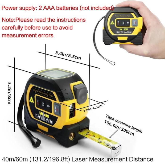 LaserMeasure Pro 2 en 1 - Cinta métrica láser digital