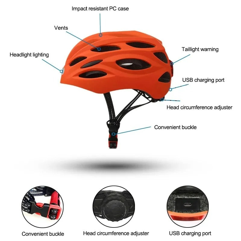 GlowHelm™ - Casco de ciclismo iluminado